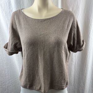 Kit and Ace Beige Brown Organic Cotton Lyocell Blend Short Sleeve Knit Top M